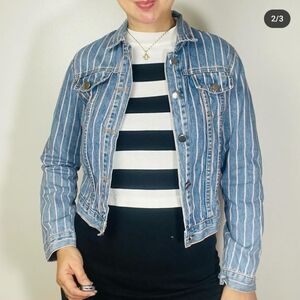 English factory striped denim jacket‎ size m